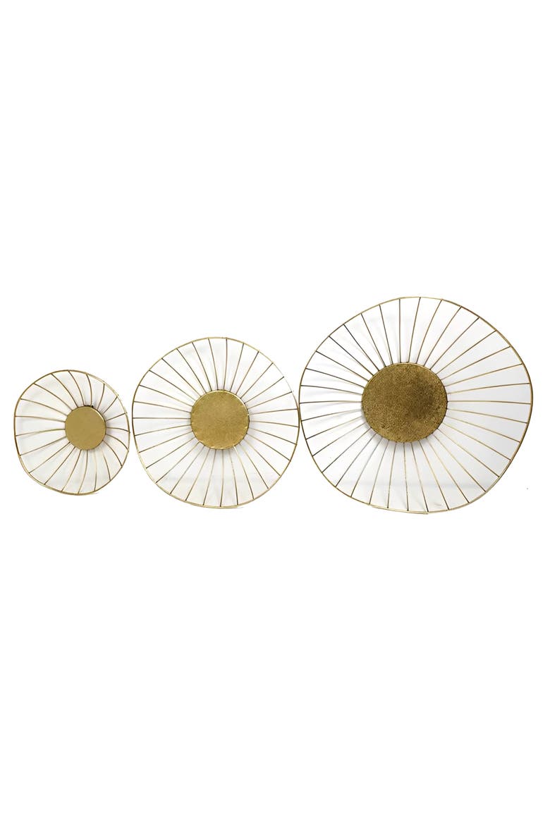 Round Floral Wall Frame Set of 3, Main, color, Yellow