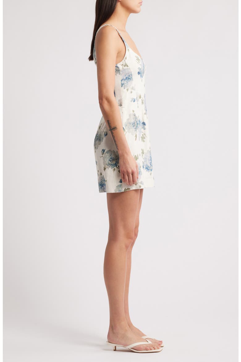 Sanne Floral Linen Minidress, Alternate, color, CECILE FLORAL - PALE BLUE