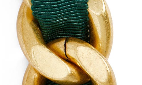 Clare V . Grosgrain Curb Chain Shortie Strap In Green