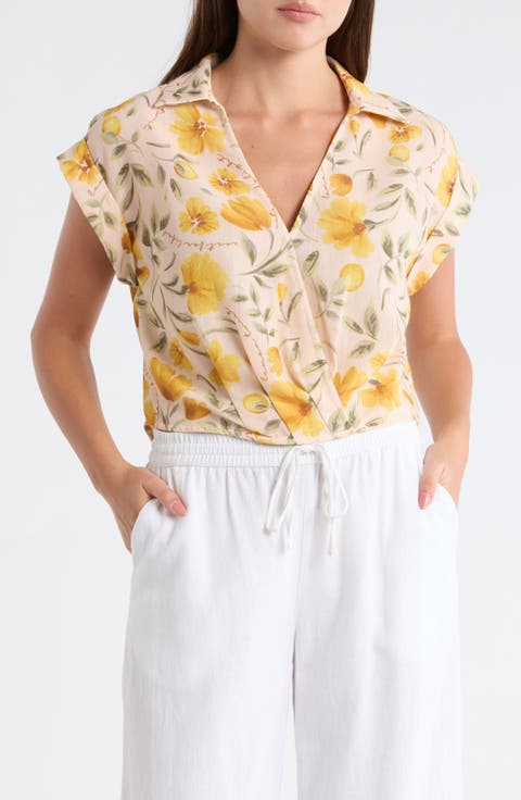 Johnny Collar Short Sleeve Crop Top