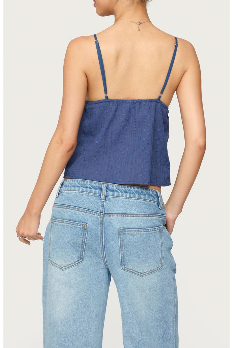 Otis Eyelet Split Front Camisole, Alternate, color, NAVY