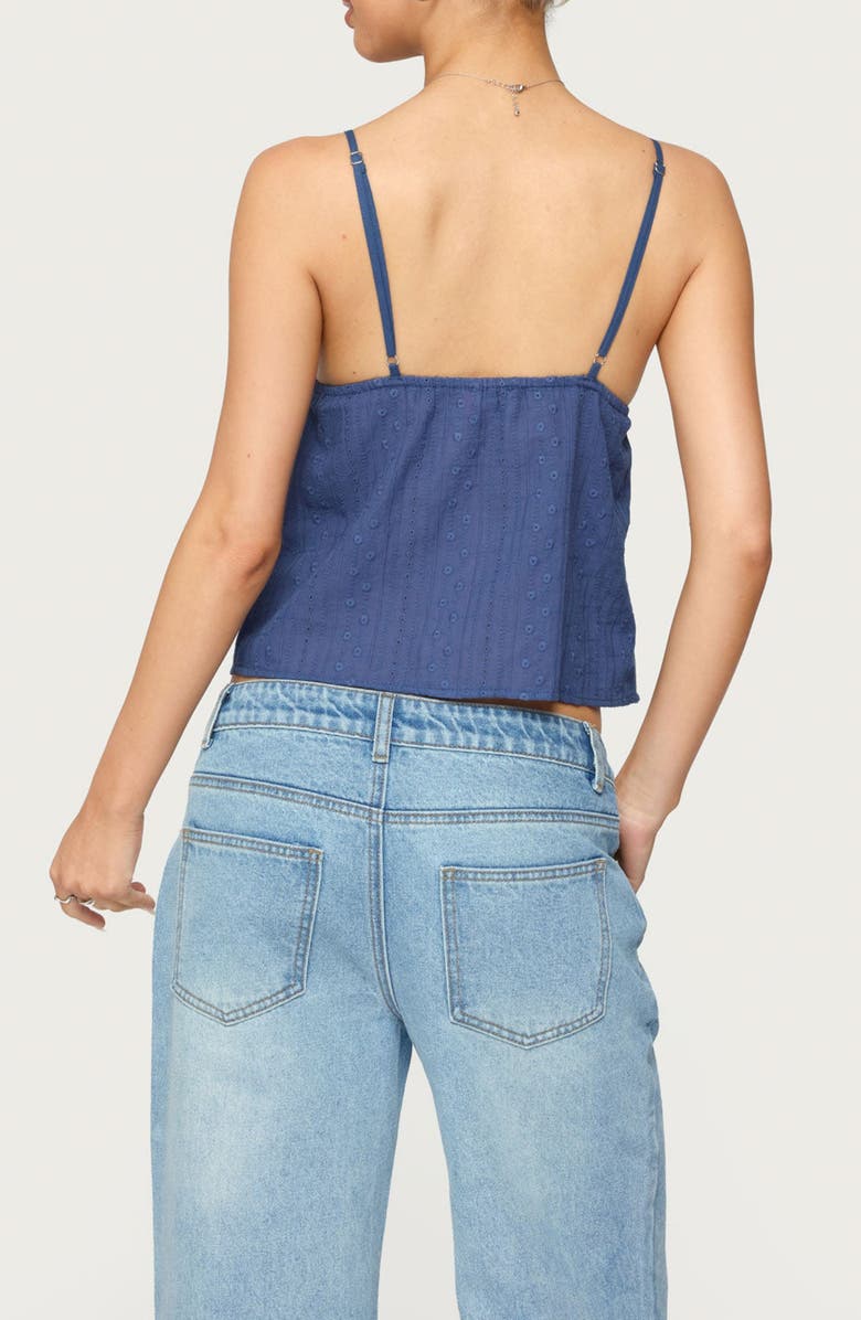 EDIKTED Otis Eyelet Split Front Camisole, Alternate, color, Navy