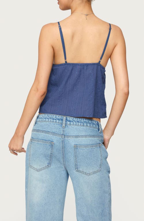 Edikted Otis Eyelet Split Front Tank Top In Blue