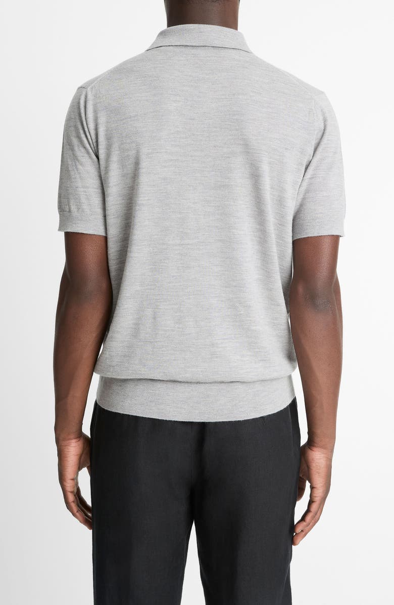 Vince Short Sleeve Wool & Cashmere Polo Sweater, Alternate, color, Heather Grey