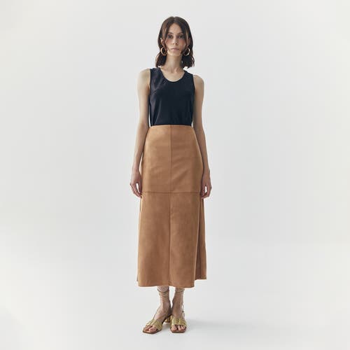Ats Fern Suede Midi Skirt In Brown