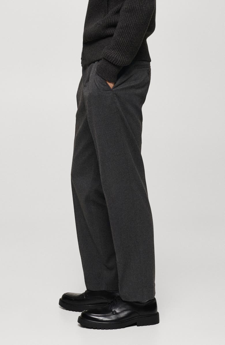 MANGO Pleated Regular Fit Flannel Pants, Alternate, color, 