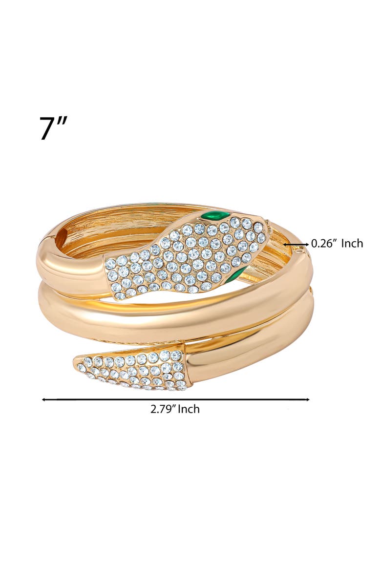 Jessica Simpson Snake Hinge Gold-Tone Bracelet with Crystal Eyes, Alternate, color, Gold