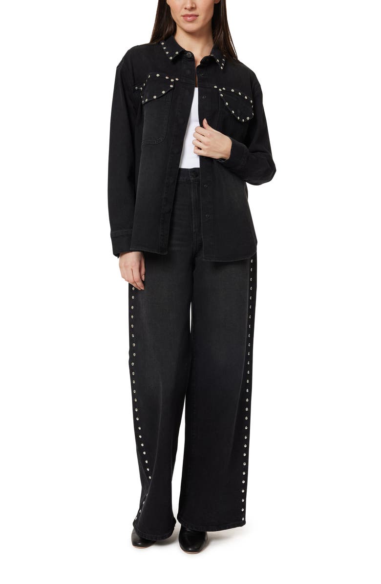 Habitual Stud Detail Denim Shirt Jacket, Alternate, color, Jet Black