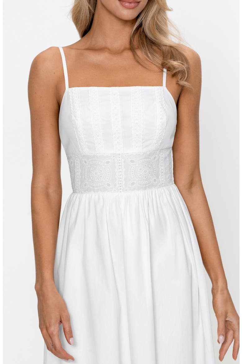 Sleeveless Cotton Fit & Flare Midi Dress, Alternate, color, WHITE