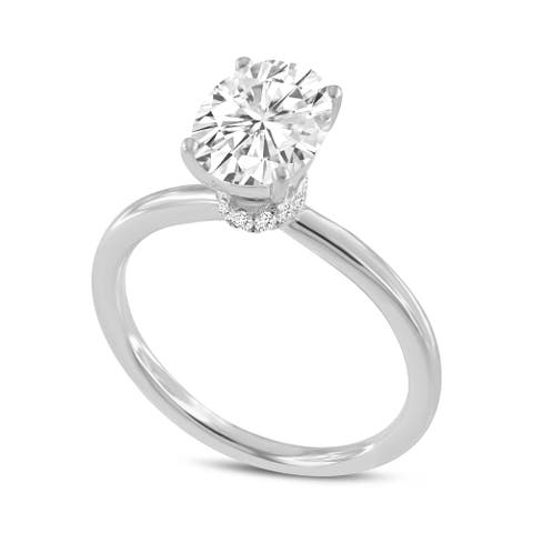 Camilla 14K White Gold Oval Lab Grown Diamond Hidden Halo Engagement Ring - 1.75 Ct