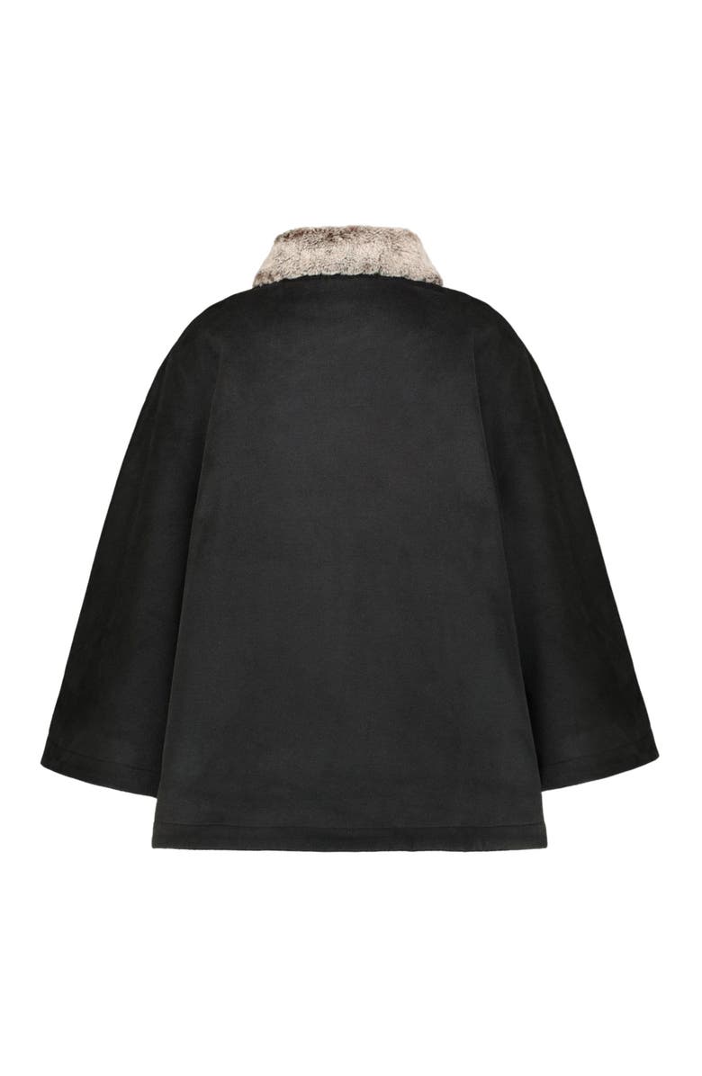 Hope & Henry Women's Button Front Cape with Faux Fur, Alternate, color, Black