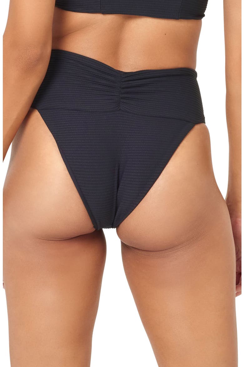 Bardot Ribbed Bikini Bottoms, Alternate, color, BLACK
