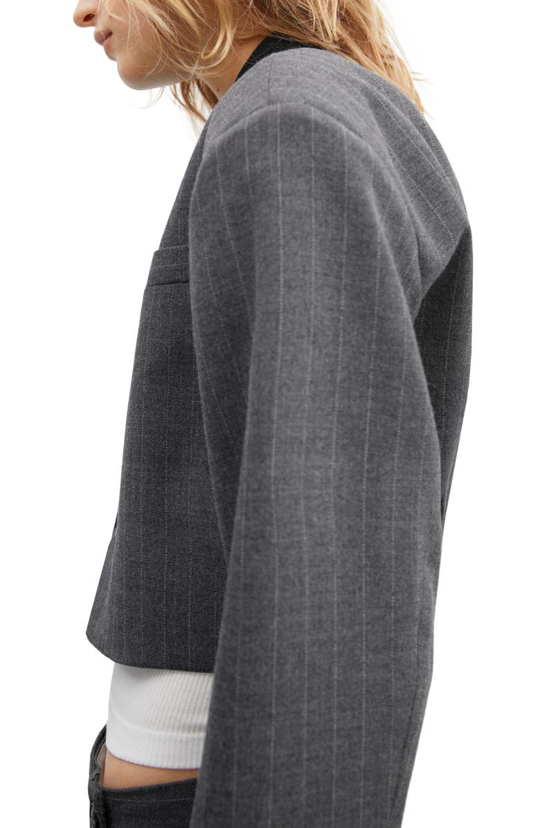 MANGO Pinstripe Crop Jacket, Alternate, color, 