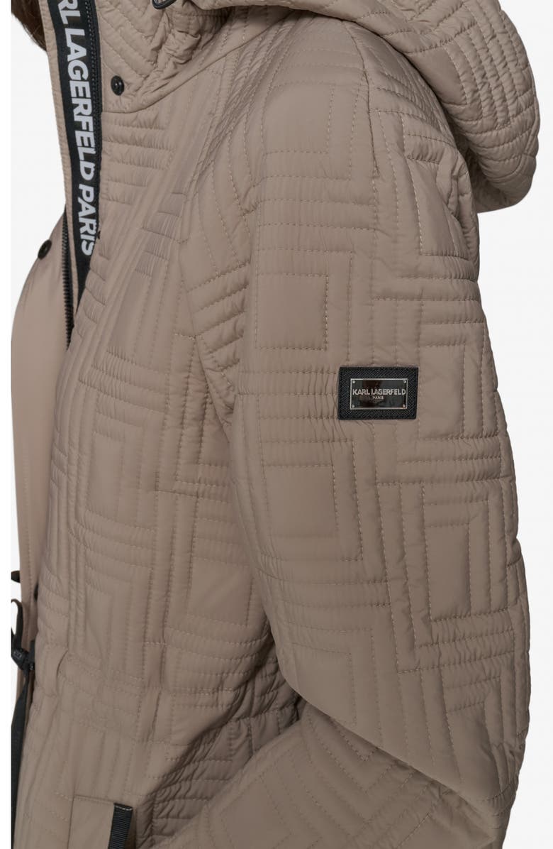 KARL LAGERFELD PARIS Double L Quilted Coat, Alternate, color, Sand