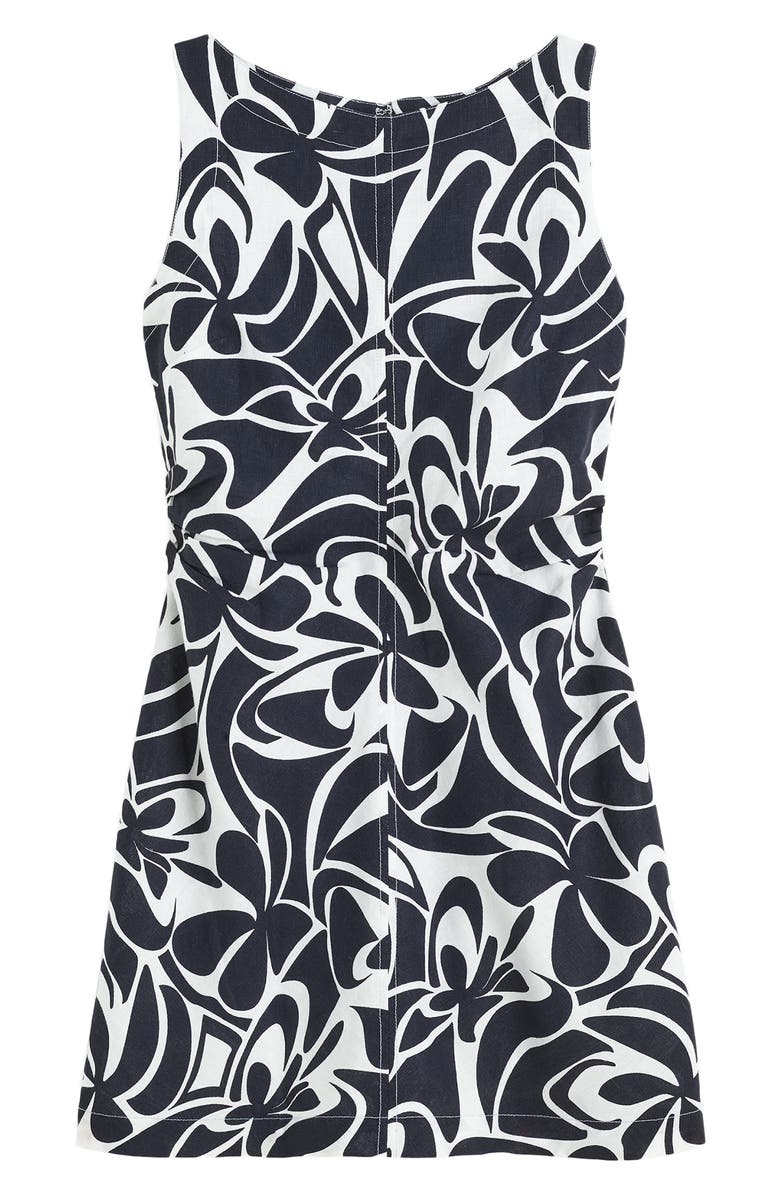 Madewell Boat Neck Shirred Linen Minidress, Alternate, color, White