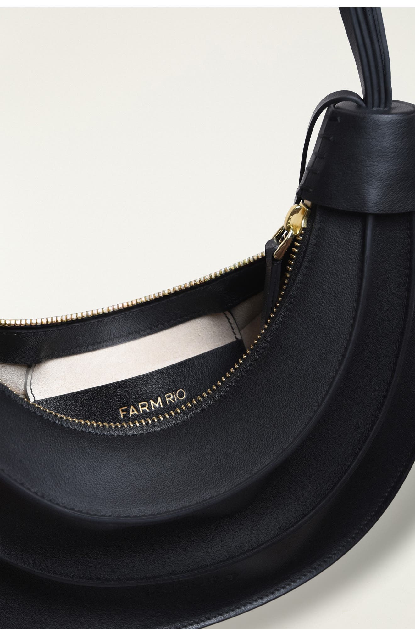 Small Leather Banana Crossbody Bag, Alternate, color, BLACK