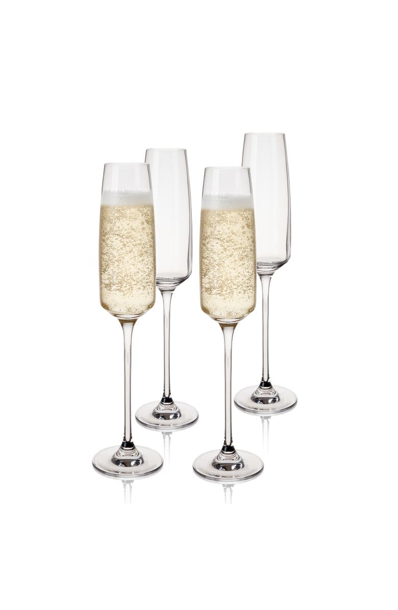 Viski Reserve Julien Crystal Champagne Flutes Set of 4, Alternate, color, Clear