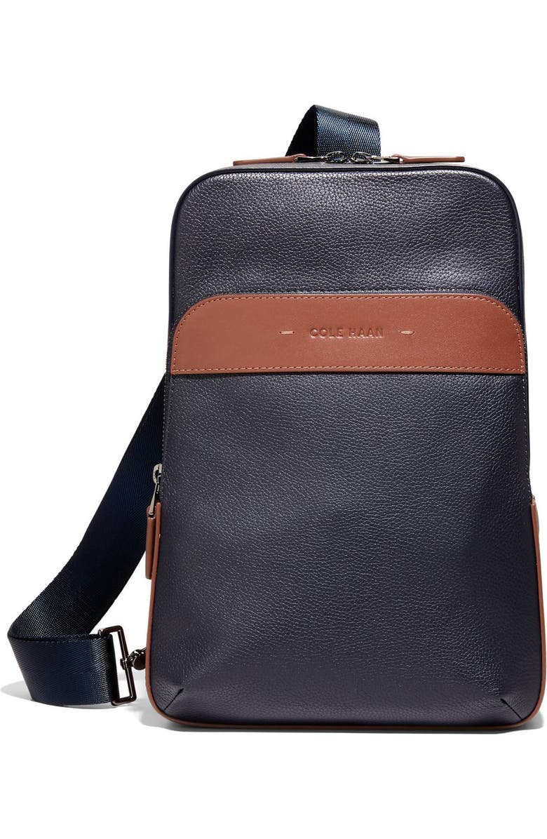 Cole Haan Triboro Leather Sling, Main, color, Navy/ New British Tan