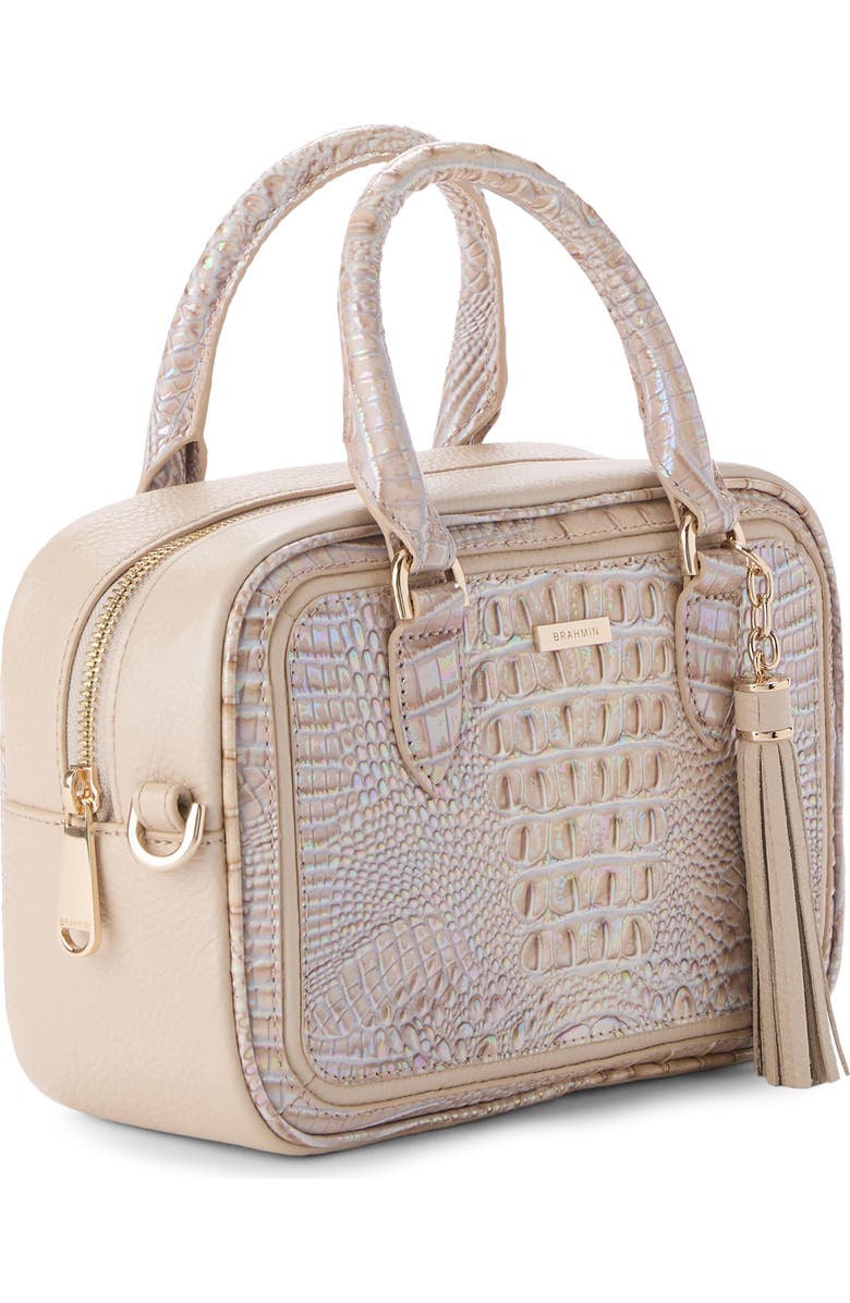 Brahmin Mara Croc Embossed Leather Top Handle Bag, Alternate, color, Pearl Admire