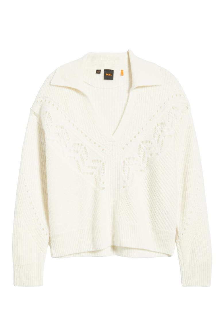 Fortelli Pointelle Collar Sweater, Alternate, color, OPEN WHT