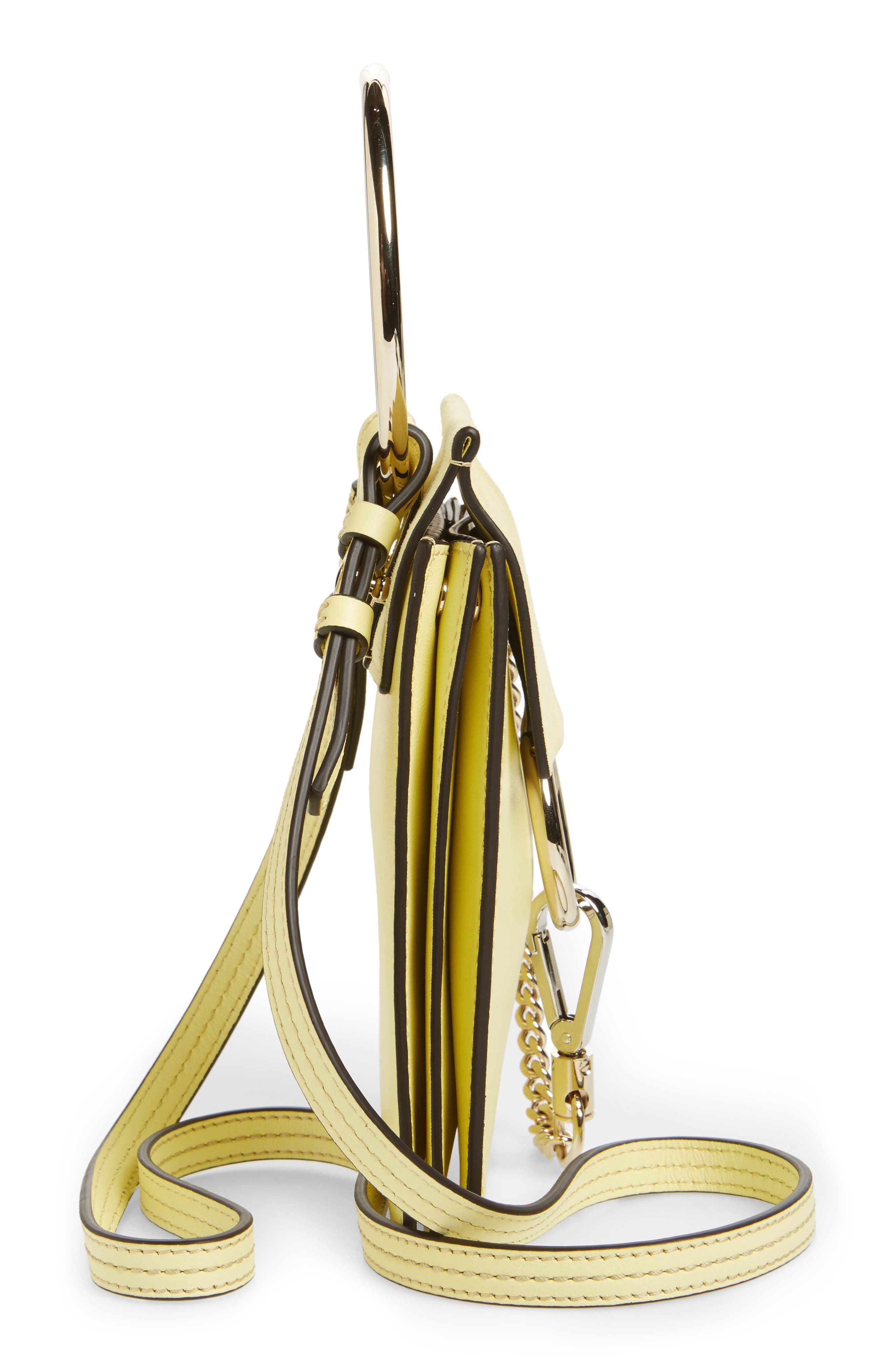 Faye Small Suede & Leather Bracelet Bag, Alternate, color, LEMONADE