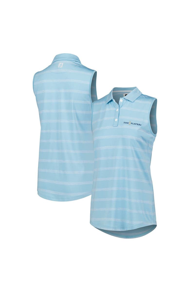 FOOTJOY Women's FootJoy Blue THE PLAYERS Space Dye Stripe Sleeveless Polo, Main, color, Blue