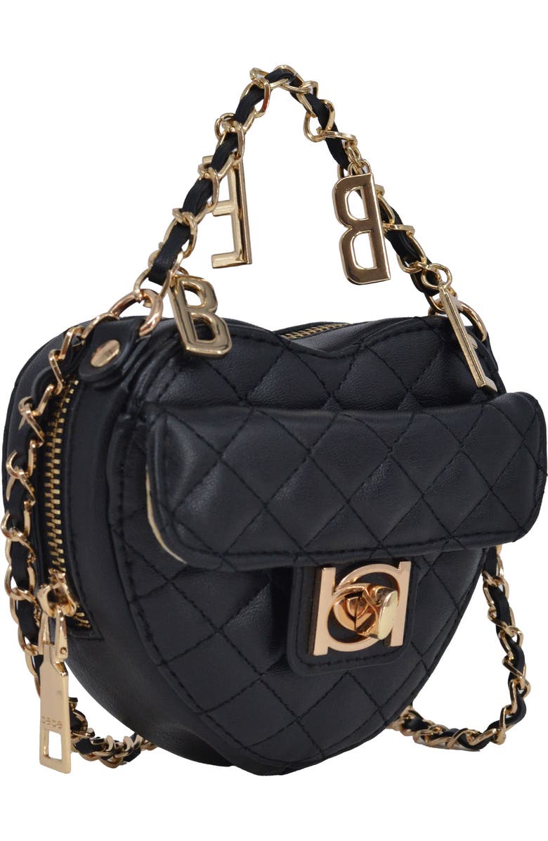 bebe Solana Quilted Heart Crossbody Bag, Alternate, color, Black