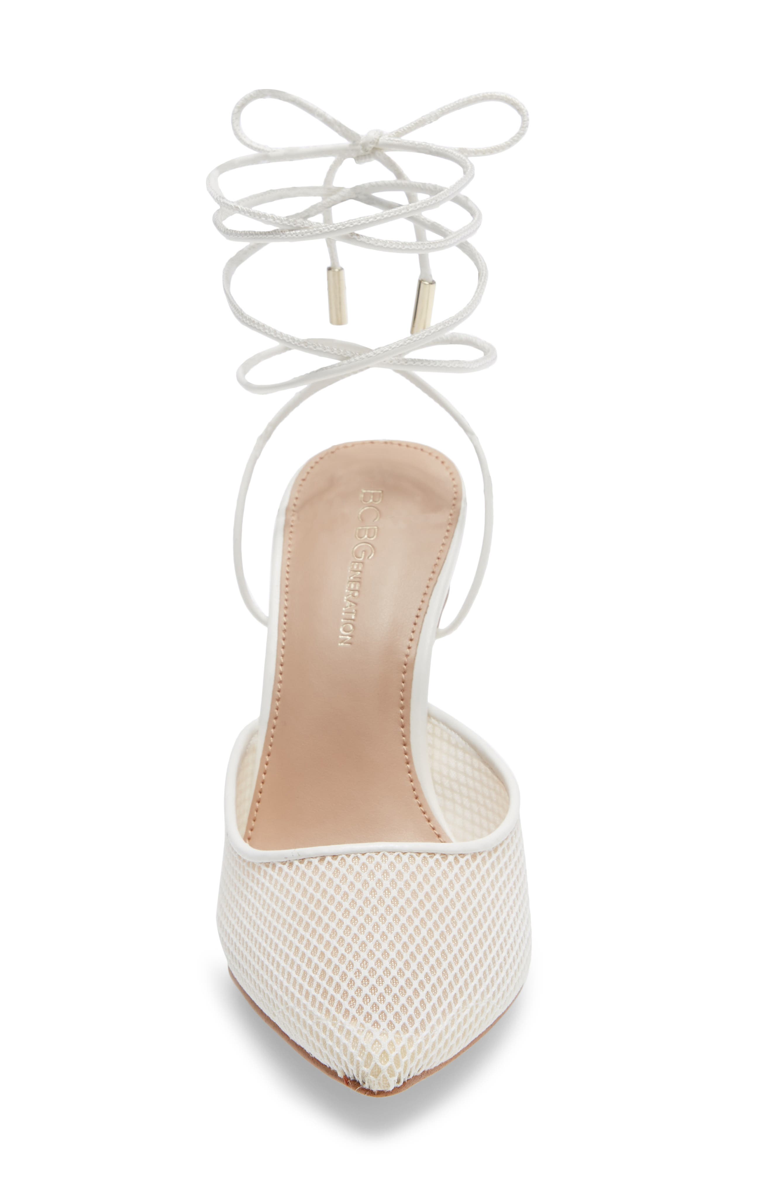 Hendri Ankle Tie Pointed Toe Pump, Alternate, color, BRIGHT WHITE FAUX LEATHER