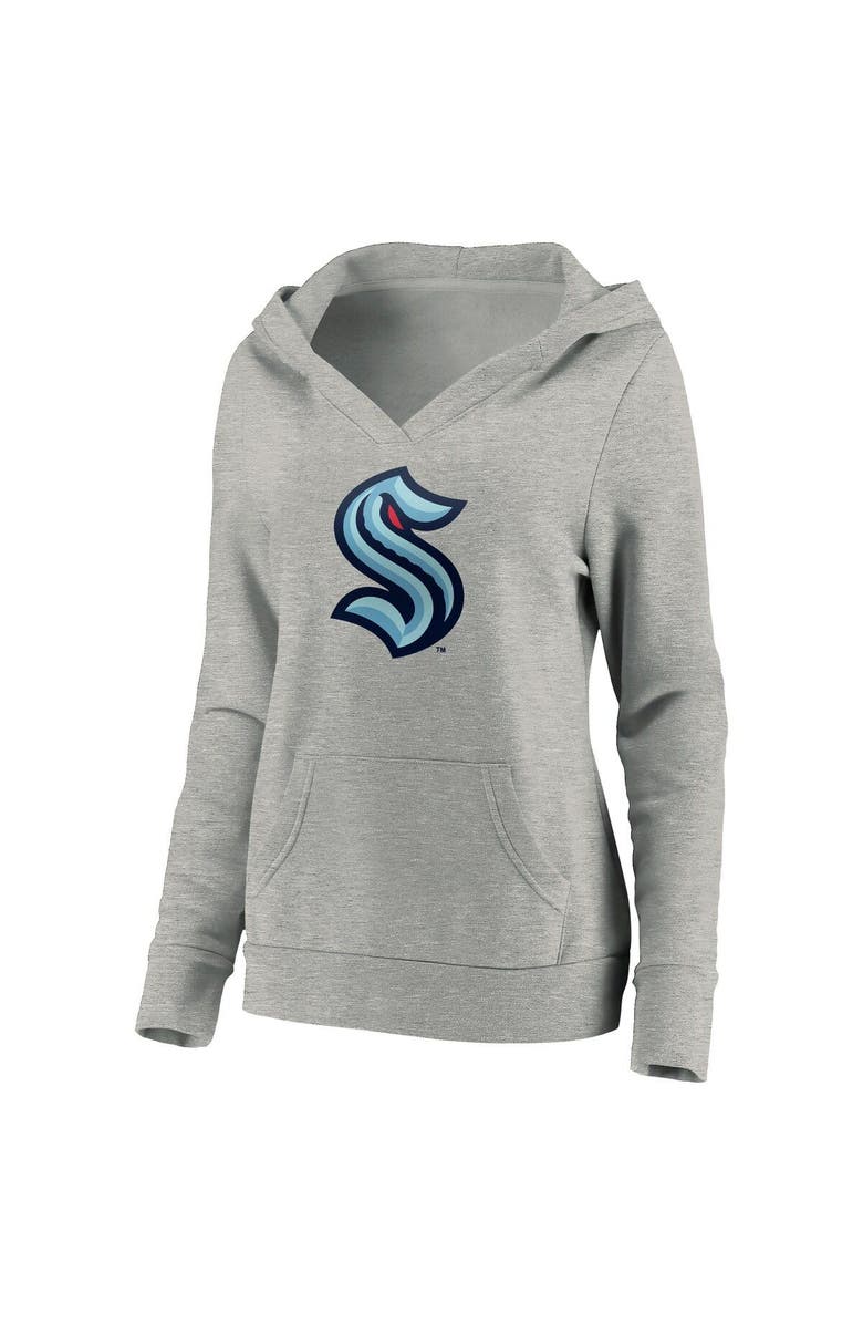 FANATICS Women's Fanatics Branded Heather Gray Seattle Kraken Primary Logo Pullover Hoodie, Alternate, color, 