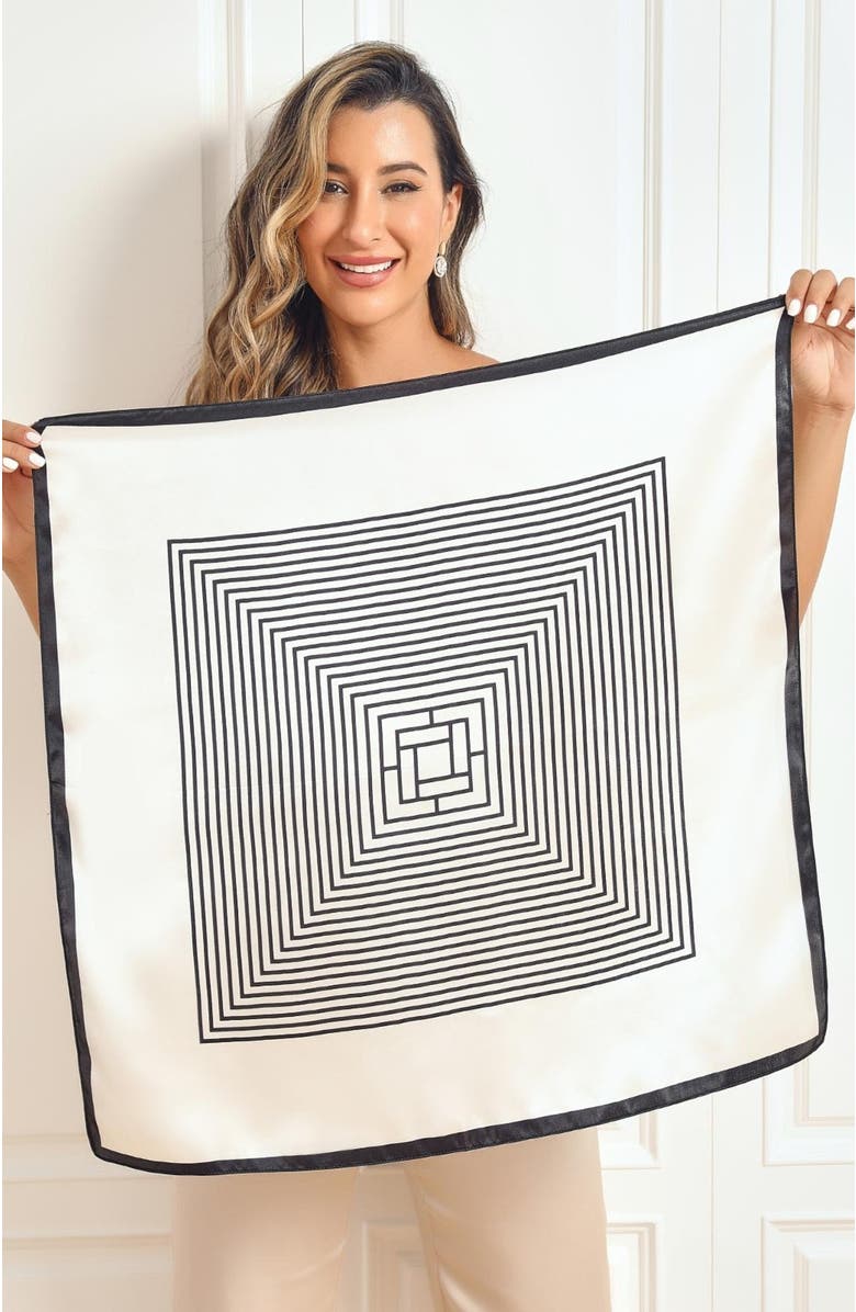 SILKSILKY Elegantly Designed Silk Printed Square Scarf, Alternate, color, Black