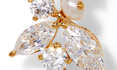 NADRI NADRI RAVISH CUBIC ZIRCONIA & PEARL LINEAR DROP EARRINGS