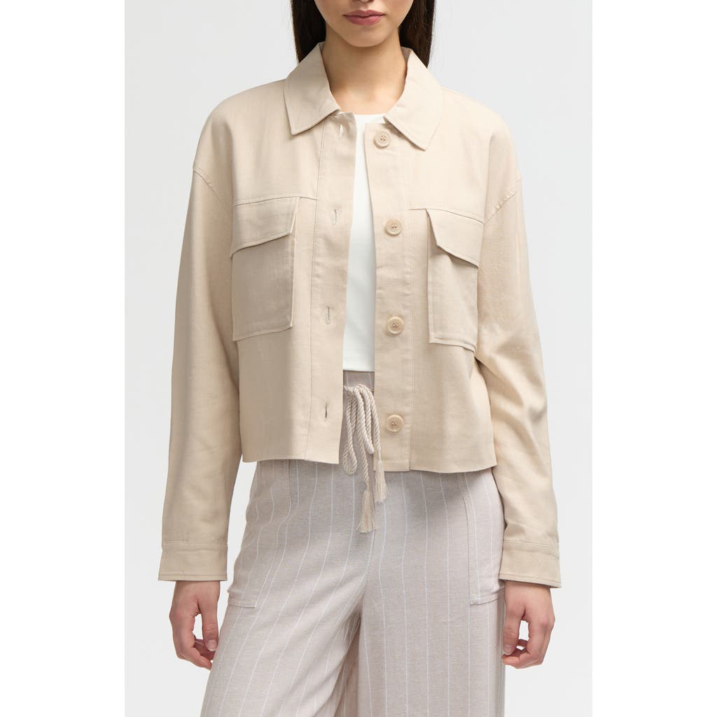 Nvlt Double Pocket Shacket In Natural