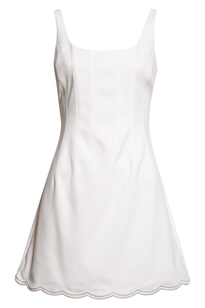 Adriana Contrast Stitch Cotton Blend Minidress, Alternate, color, IVORY