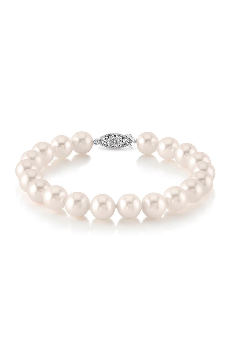 7.5-8.5mm White Freshwater Pearl Bracelet - Premier AAAA Quality, Main, color, White Pearls