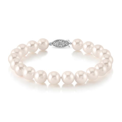 7.5-8.5mm White Freshwater Pearl Bracelet - Premier AAAA Quality