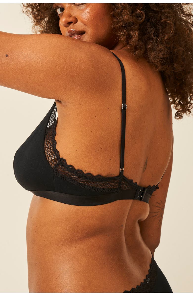 Stripe & Stare Zig Zag Lace Triangle Bralette & Original Knicker Set, Alternate, color, Black