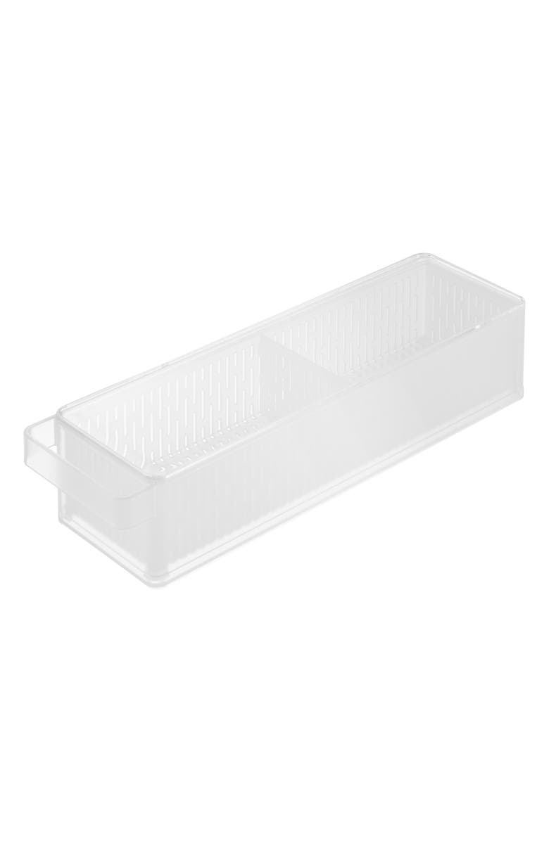 Yamazaki Divided Fridge Colander with Lid, Main, color, White