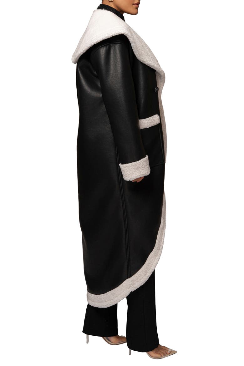Jaida Reversible Faux Shearling Coat, Alternate, color, BLACK