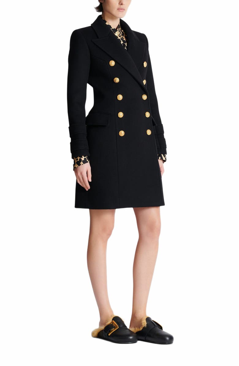 Balmain 10-Button Wool And Cashmere Coat, Main, color, Black