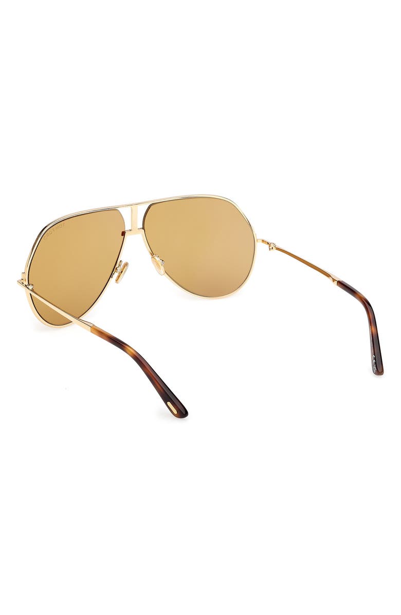 TOM FORD Rickie 63mm Oversize Navigator Sunglasses, Alternate, color, Shiny Gold Havana / Vicuna