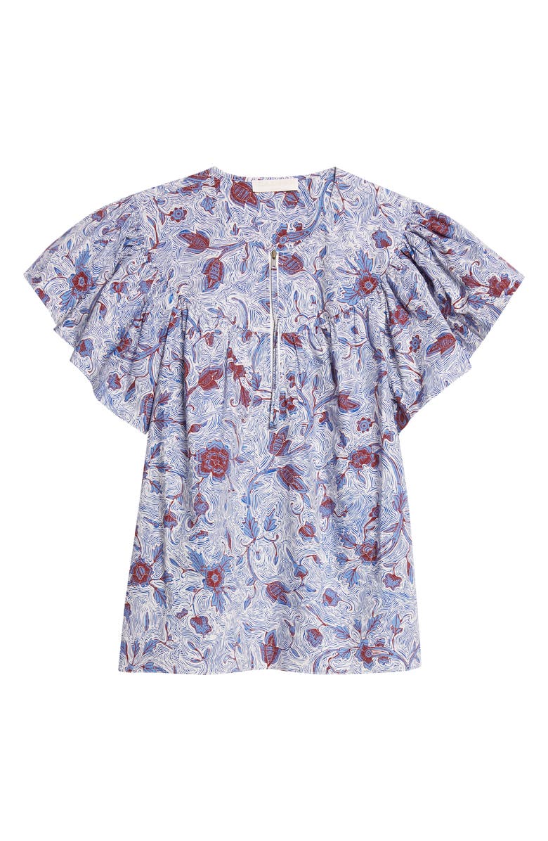 Ulla Johnson Perline Floral Print Silk Top, Alternate, color, Gardenia
