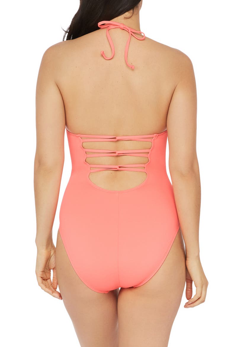 Halter One-Piece Swimsuit, Alternate, color, BIRDS OF PARADISE