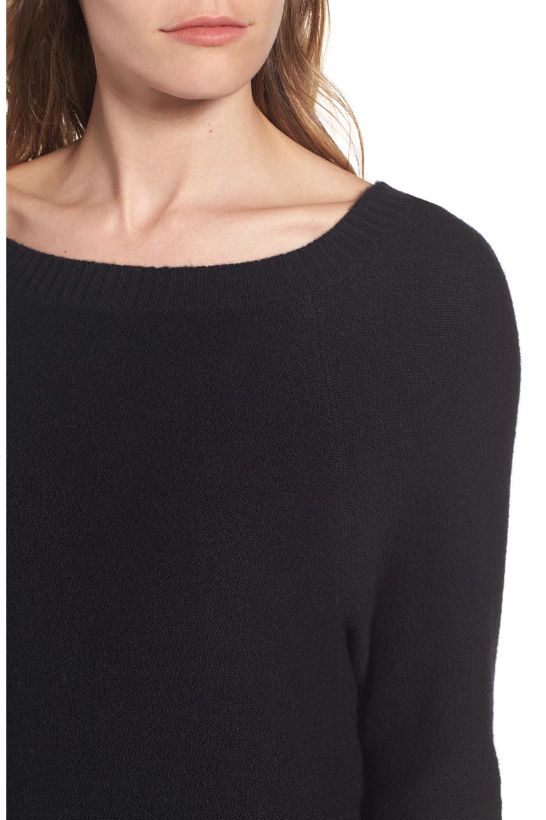 V-Back Sweater Dress, Alternate, color, BLACK