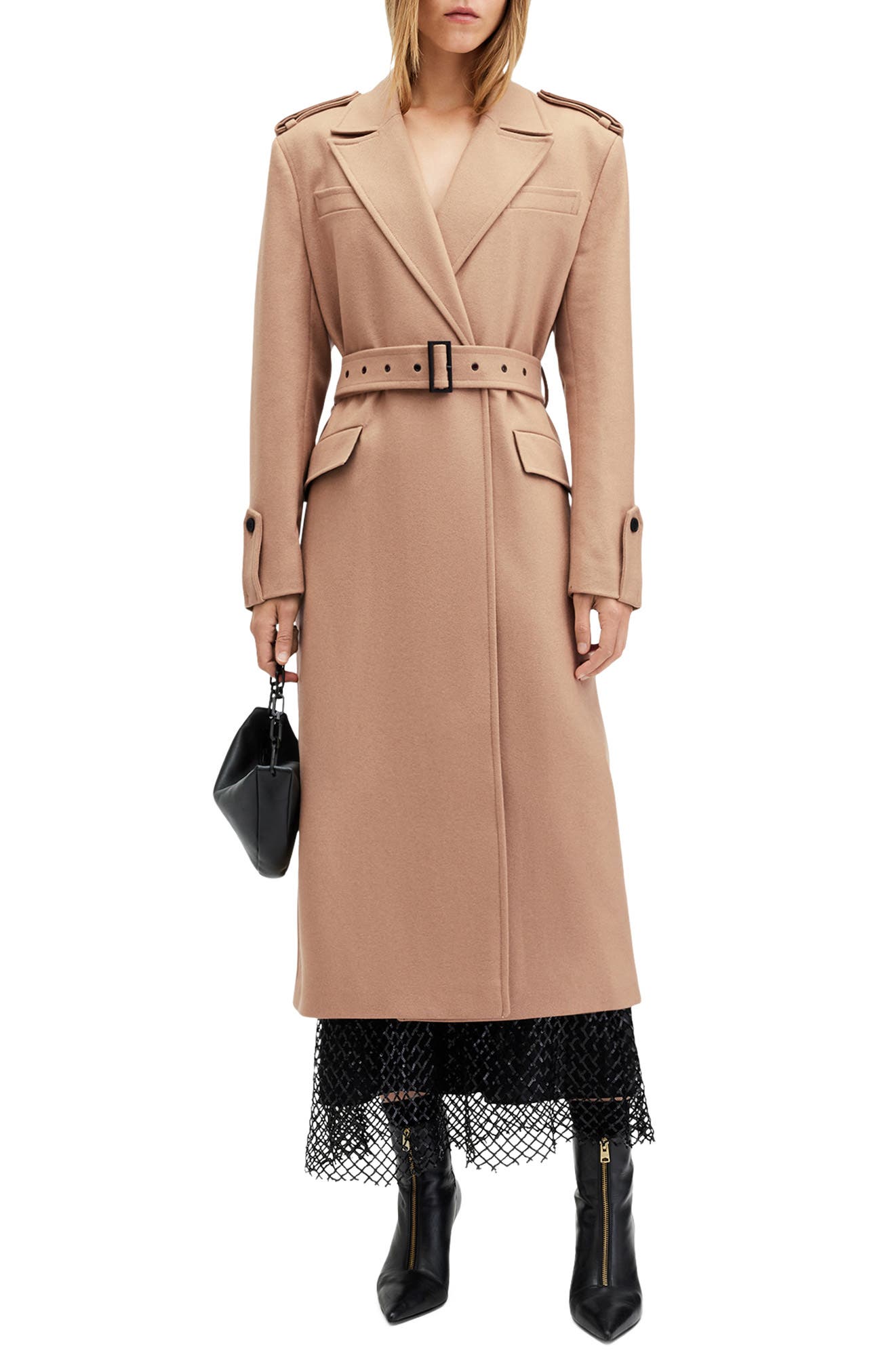 AllSaints Augusta Wool Blend Trench Coat