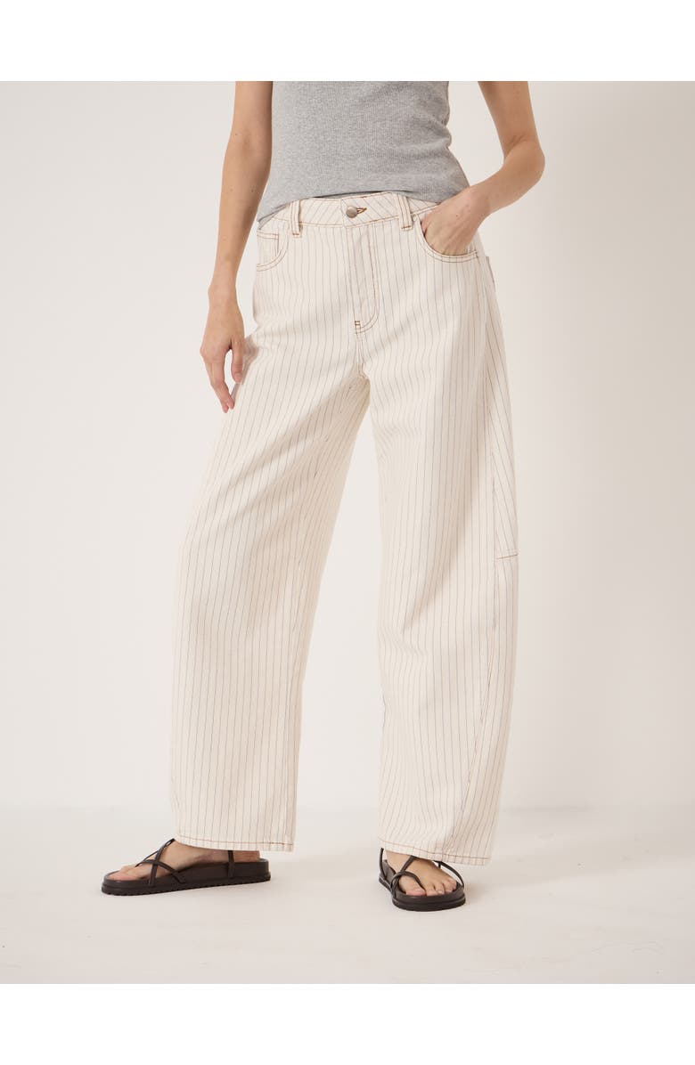 Hush Bree Stripe Horseshoe Barrel Leg Jeans, Main, color, White