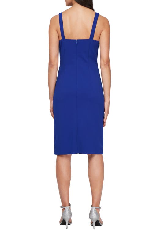Alex Evenings Rosette Stretch Crepe Cocktail Dress With Bolero Jacket In Blue