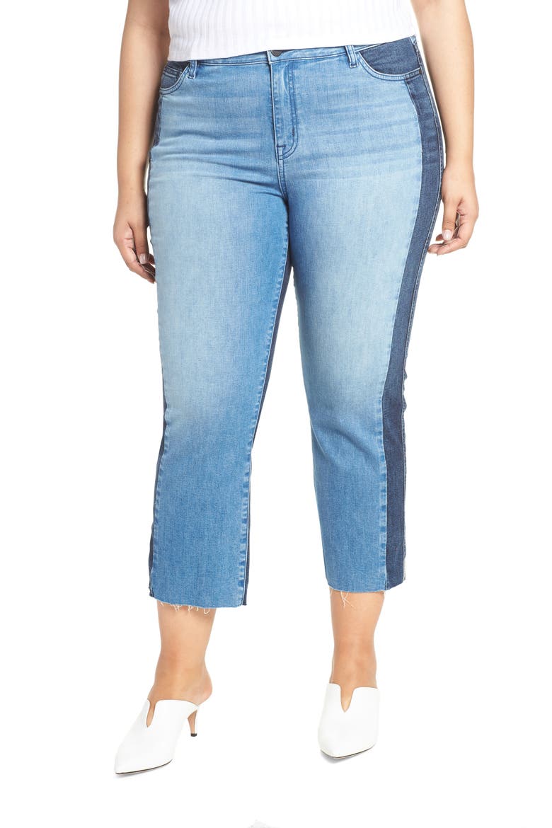 Modern Standard Two Tone Raw Hem Crop Jeans, Main, color, NOHO ARTS