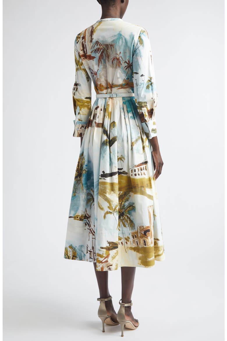 Dominican Landscape Stretch Poplin Shirtdress, Alternate, color, BLUE GREEN MULT