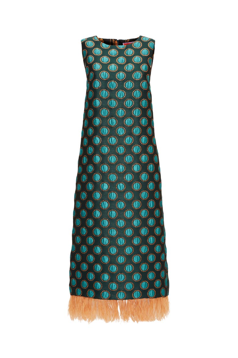 Column Dress Jacquard Winter Sun Emerald, Alternate, color, Jacquard Winter Sun Emerald