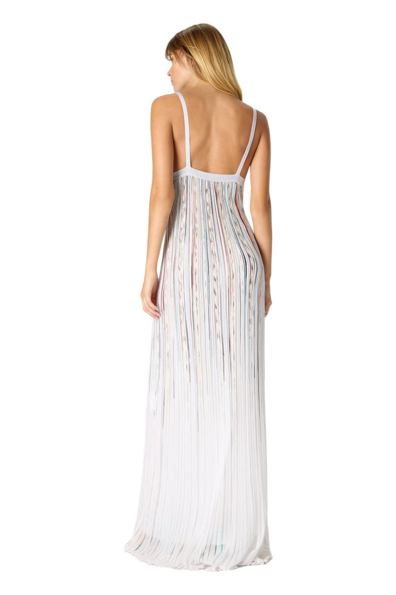 Sleeveless Long Dress In Space-dye Viscose Lamé, Alternate, color, Multicoloured